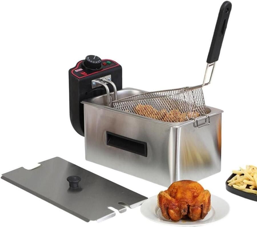 Elektrische Friteuse Olie Friteuse Thuis Frituren Roestvrij Staal 3 Liter Zilver