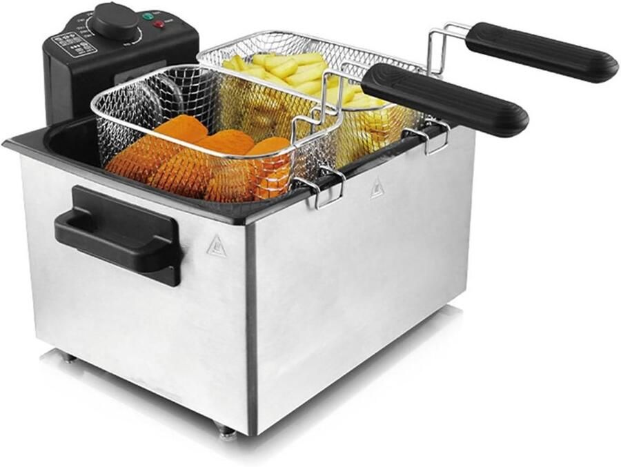 Elektrische Friteuse Oliebraadpan Lekker Frituren Instelbare Temperatuur 5 Liter Capaciteit Zilver