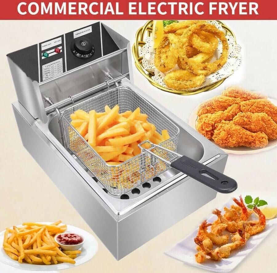 Elektrische Friteuse Professionele Frituurpan Commercieel Gebruik Koude Zones Technologie 6 Liter Inhoud Zilver