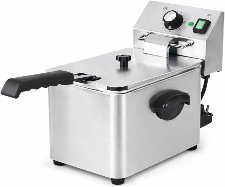 Elektrische Friteuse Professionele Frituurpan Snel Frituren Instelbare Thermostaat 4 Liter Capaciteit Roestvrij Staal