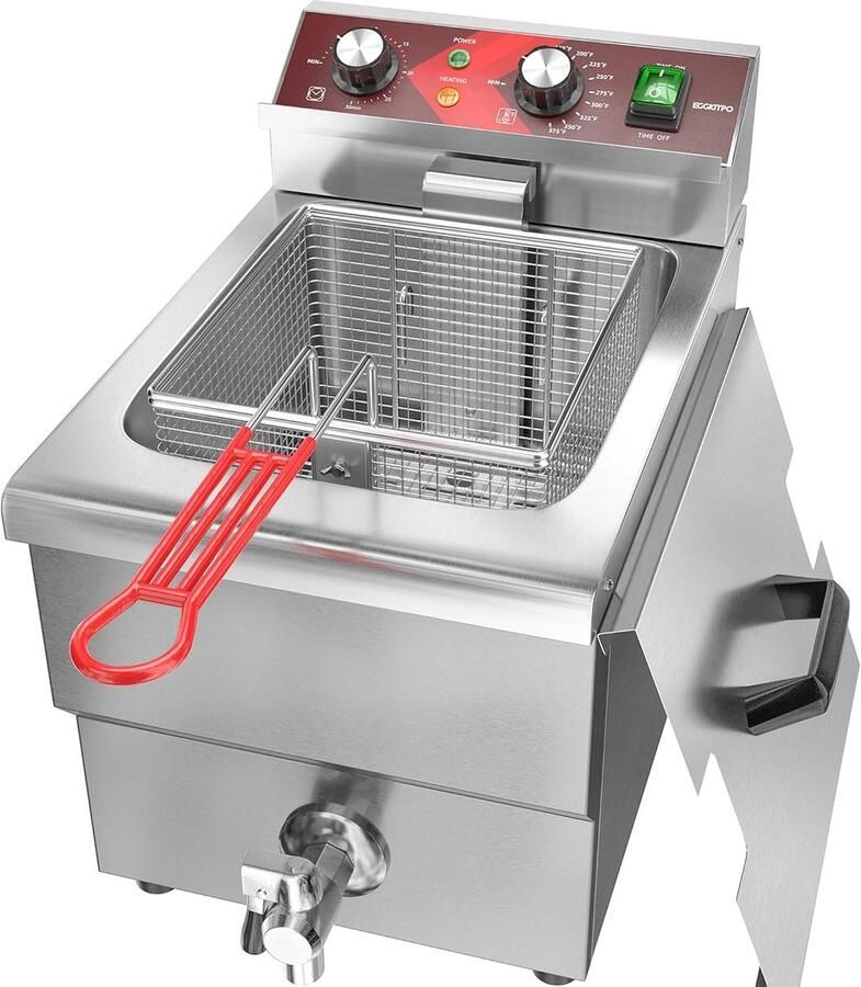 Elektrische Friteuse Roestvrij Staal Grote Capaciteit van 12 Liter Instelbare Timer en Temperatuur Voor Thuis en Commercieel Gebruik