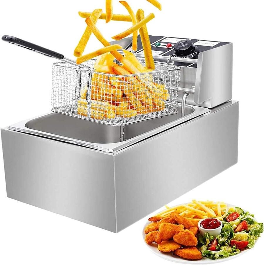 Elektrische Friteuse Thuis Frietjes Bakken Roestvrij Staal 10L Wit