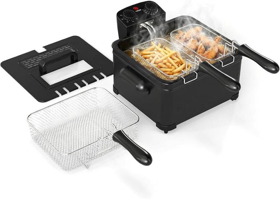 Elektrische Friteuse Vetvrije Frituurpan Lekker Frituren Grote Capaciteit 5 Liter Zwart