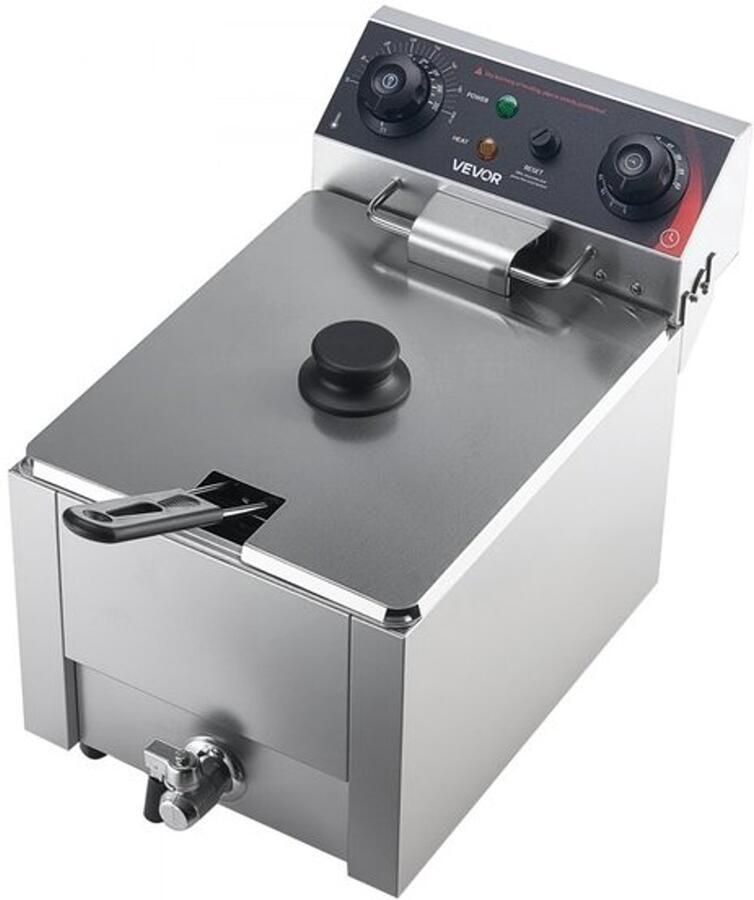 Elektrische Frituurpan 6 8 Liter Oliecapaciteit 2500 W Vermogen Roestvrijstaal Tafelmodel Professioneel Gebruik