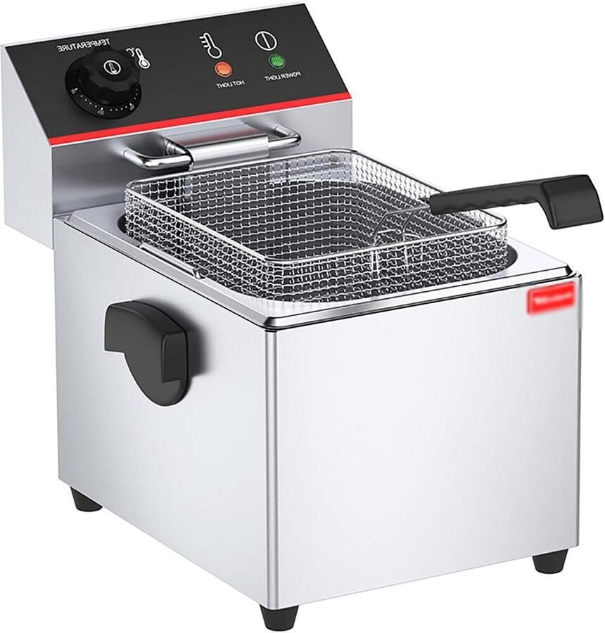 Elektrische Frituurpan Professionele Friteuse Commercieel Gebruik Snelle Verwarming 8 Liter Zilver