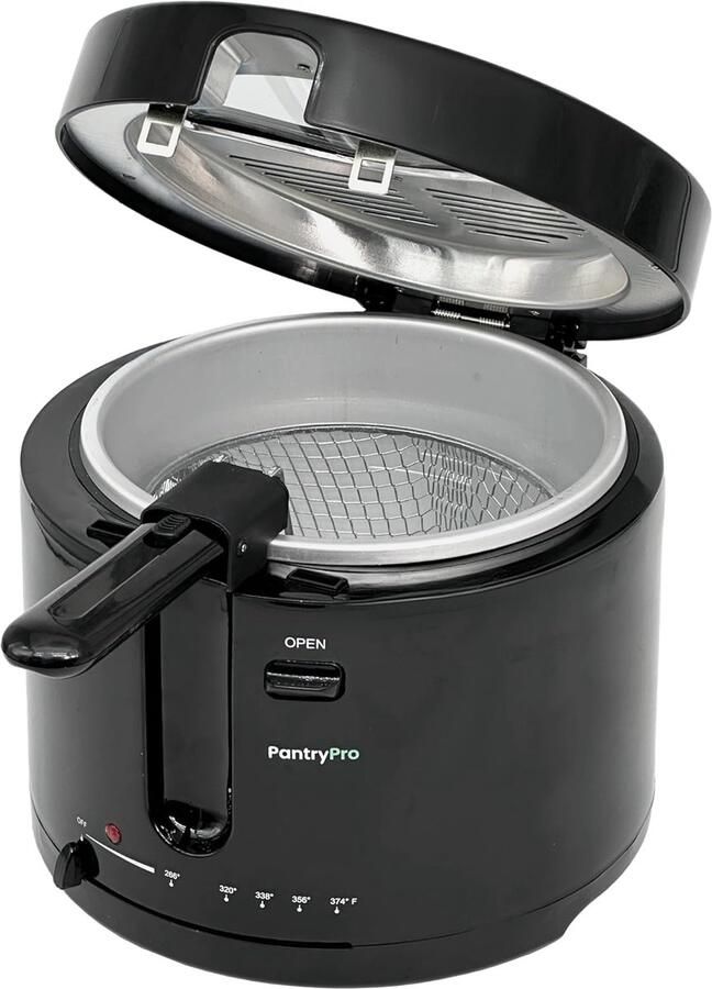 Elektrische Frituurpan Compacte Frituur Snelle Snacks Cool Touch Behuizing 2.5 Liter Inhoud Zwart