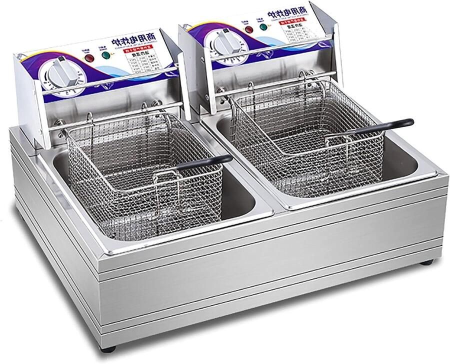 Elektrische Frituurpan Enkele Tank Commercieel Frituren Snelle Verwarming 10L of 20L Zilver