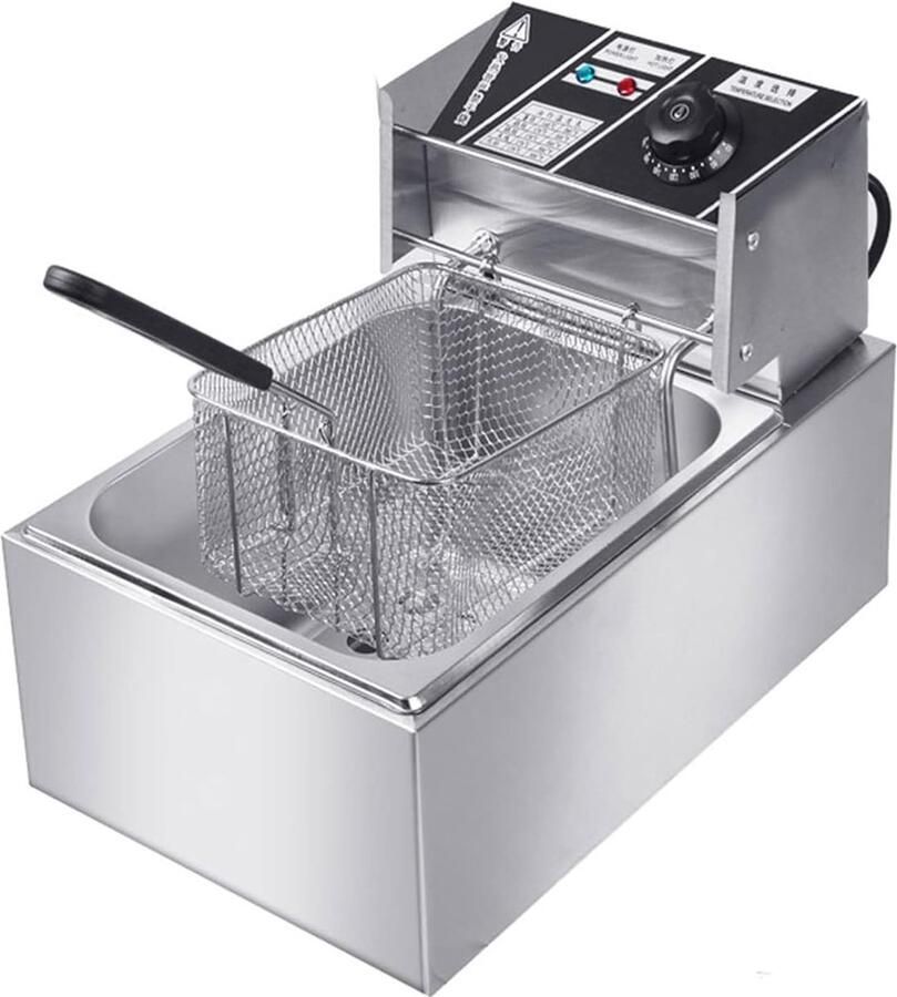 Elektrische Frituurpan Friteuse aanrecht Snel Frituren Temperatuurregeling 2500W Zilver