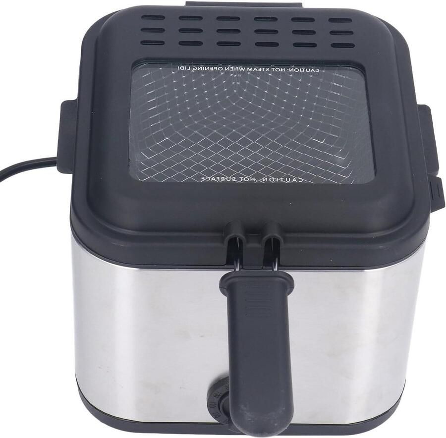 Elektrische Frituurpan Friteuse Compact Snelle Maaltijden Bereiden Veilig Magnetisch Snoer 2.5 Liter Zilver