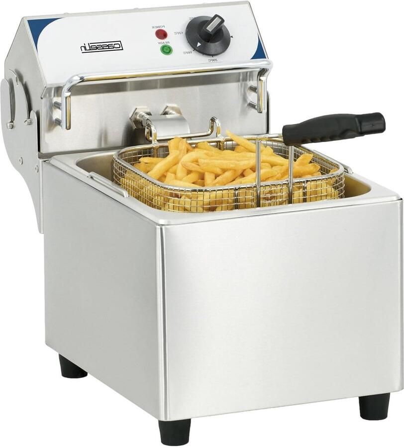 Elektrische Frituurpan Friteuse Keuken Frietjes Bakken Verstelbare Thermostaat 7 Liter Inhoud Zilver