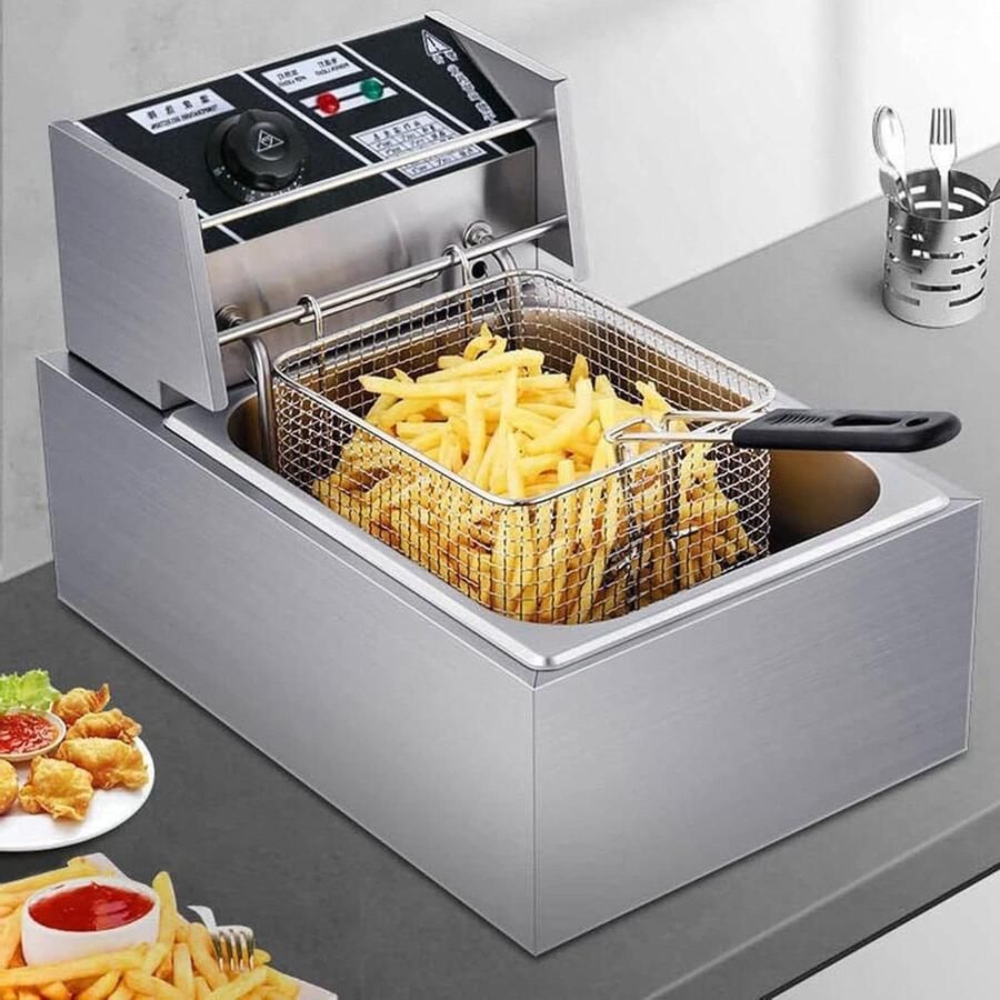 Elektrische Frituurpan Friteuse Keuken Thuis Frituren Grote Capaciteit 10L Zilver
