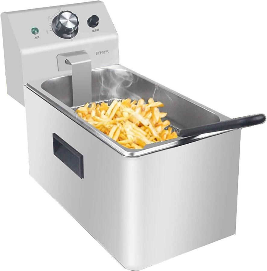 Elektrische Frituurpan Friteuse Keuken Thuis Frituren Roestvrij Staal 4L 6L Zilver
