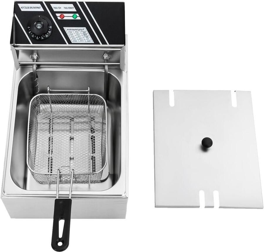 Elektrische Frituurpan Friteuse Keuken Thuis Frituren Roestvrij Staal 6 Liter Zilver