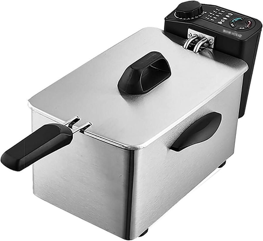Elektrische Frituurpan Friteuse Keuken Thuis Frituren Snelle Opwarming 4 Liter Zilver