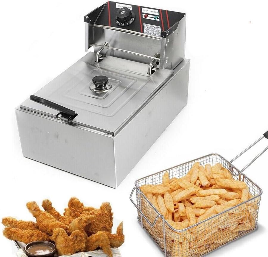 Elektrische Frituurpan Friteuse Oliebad Lekker Frituren Constante Temperatuurregeling 5.5 Liter Groen
