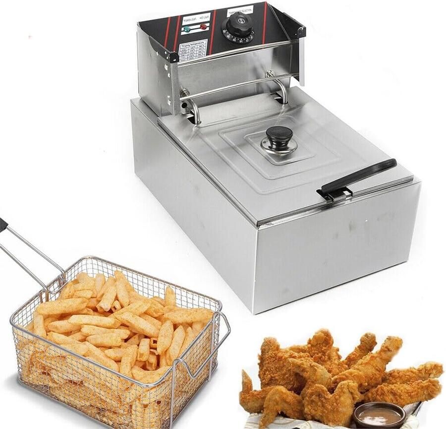 Elektrische Frituurpan Friteuse Oliebad Lekker Frituren Constante Temperatuurregeling 5.5 Liter Groen