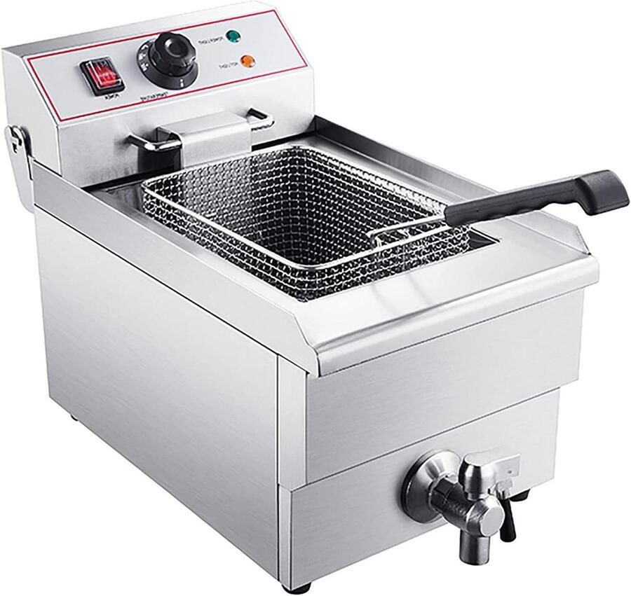 Elektrische Frituurpan Friteuse Professioneel Thuis Frituren Snelle Verwarming 10L Zilver