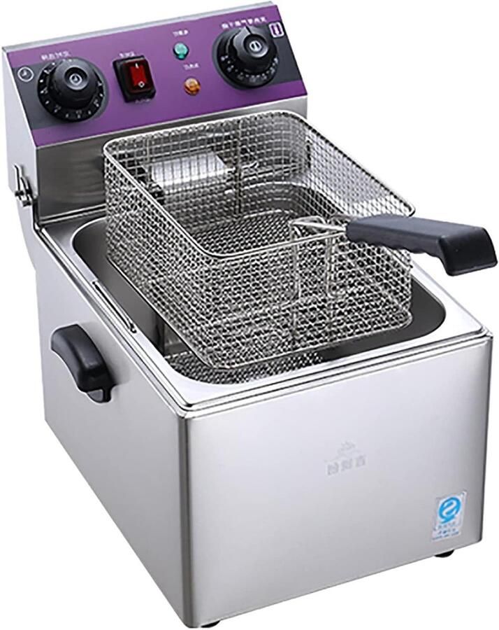 Elektrische Frituurpan Friteuse Professionele Frituurpan Thuis Frituren Snelle Verwarming 10L Zilver