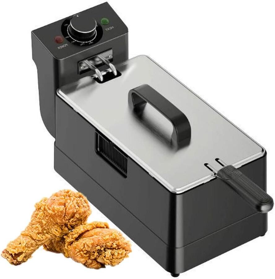 Elektrische Frituurpan Friteuse RVS Snacks Bereiden Dubbele Temperatuursonde 5L 10L Zilver
