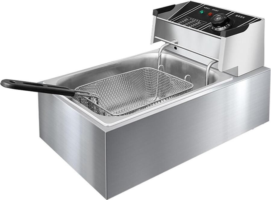 Elektrische Frituurpan Friteuse RVS Thuis Frituren Instelbare Temperatuur 10 Liter Zilver