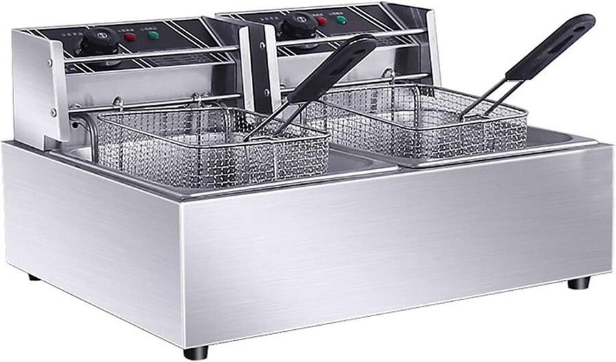 Elektrische Frituurpan Keuken Frituur Thuis Frituren Instelbare Temperatuur 8L Capaciteit Zilver