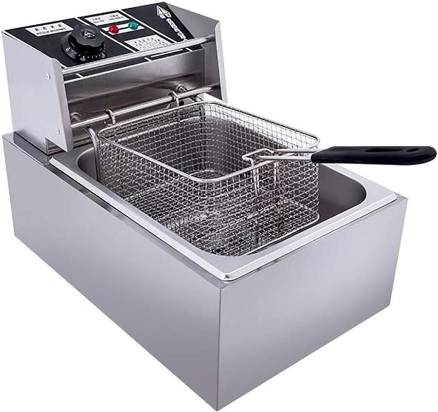 Elektrische Frituurpan Keuken Frituur Thuis Frituren Snelle Opwarming 10L Tank Zilver