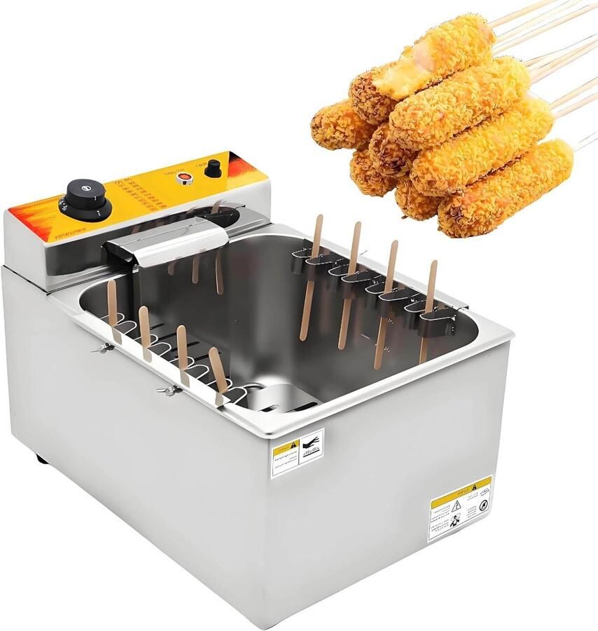 Elektrische Frituurpan met Grote Capaciteit van 25 Liter Frituurpan voor Hotdogs met Kaas Commerciële Frituurpan Frituurapparatuur voor Worst Temperatuur Instelbaar 12liters