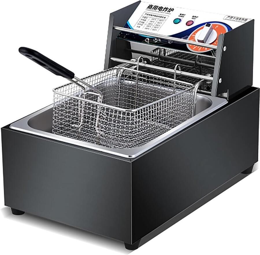 Elektrische Frituurpan Friteuse Olie Frituurpan Thuis Frituren Temperatuurregeling 10L Zilver