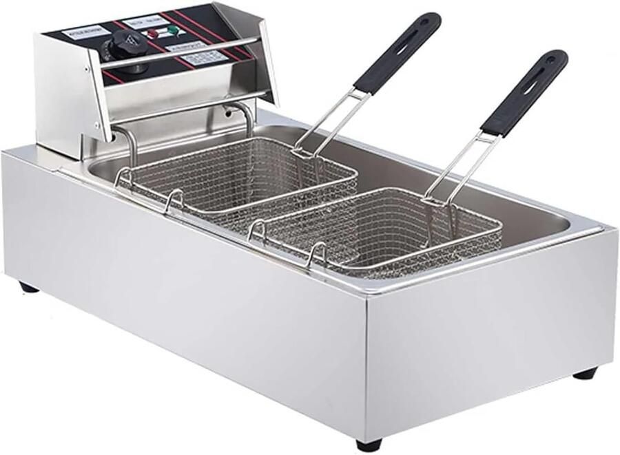 Elektrische Frituurpan Professionele Frituurpan Frituren van Snacks 5-Ring Verwarmingselement 20L Inhoud Roestvrij Staal