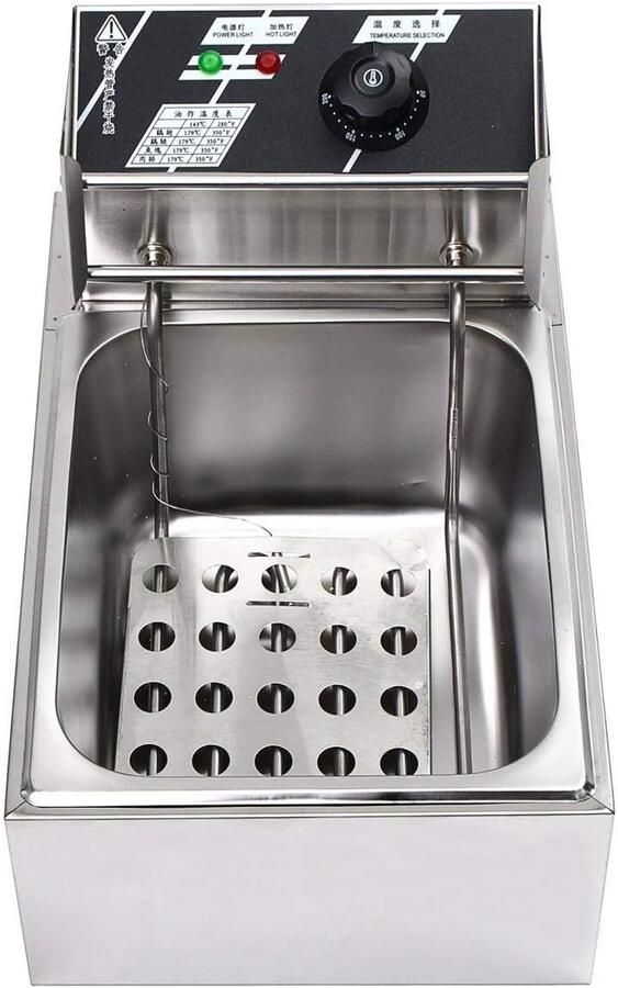 Elektrische Frituurpan Professionele Frituurpan Lekker Eten Bereiden Roestvrij Staal 6 Liter Zilver