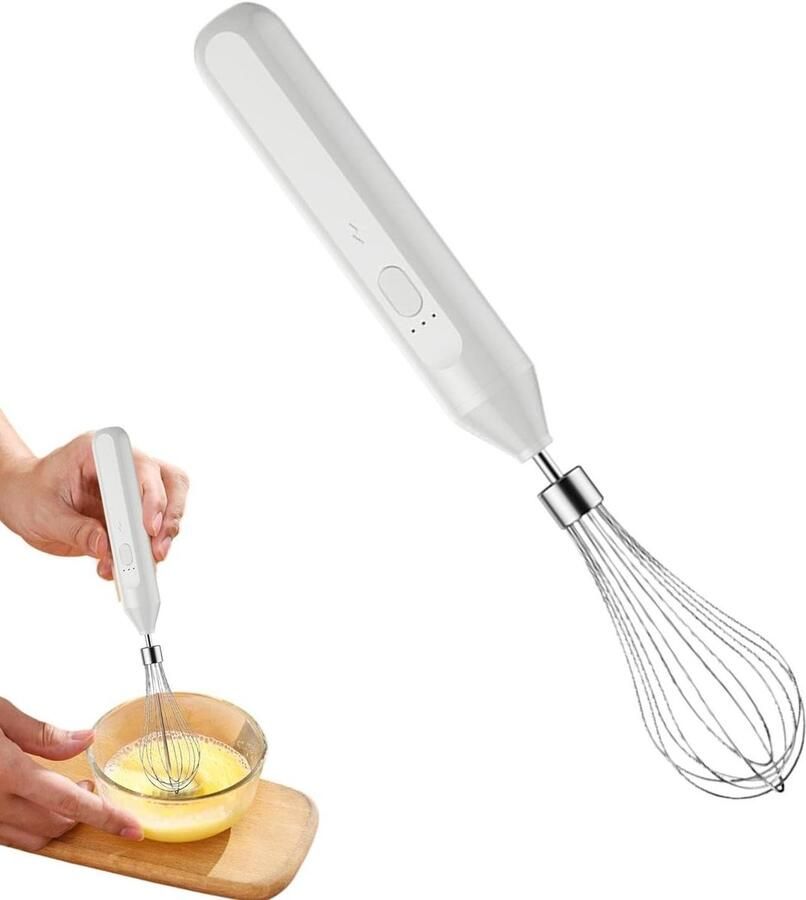 Elektrische Garde Klopper Handheld Opschuimer Koffie Maken 3 Snelheden Instelbaar 18 cm Hoog Wit