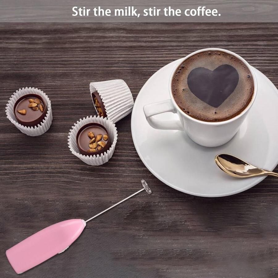 Elektrische Garde Melkopschuimer Schuimer Koffie Drankjes Batterij Aangedreven 19.8x3.5x2 cm Roze