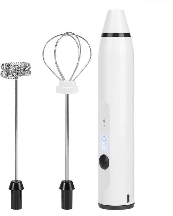 Elektrische Garde Mini opschuimer Dranken bereiden 3 snelheden instelbaar 28 cm lang Wit