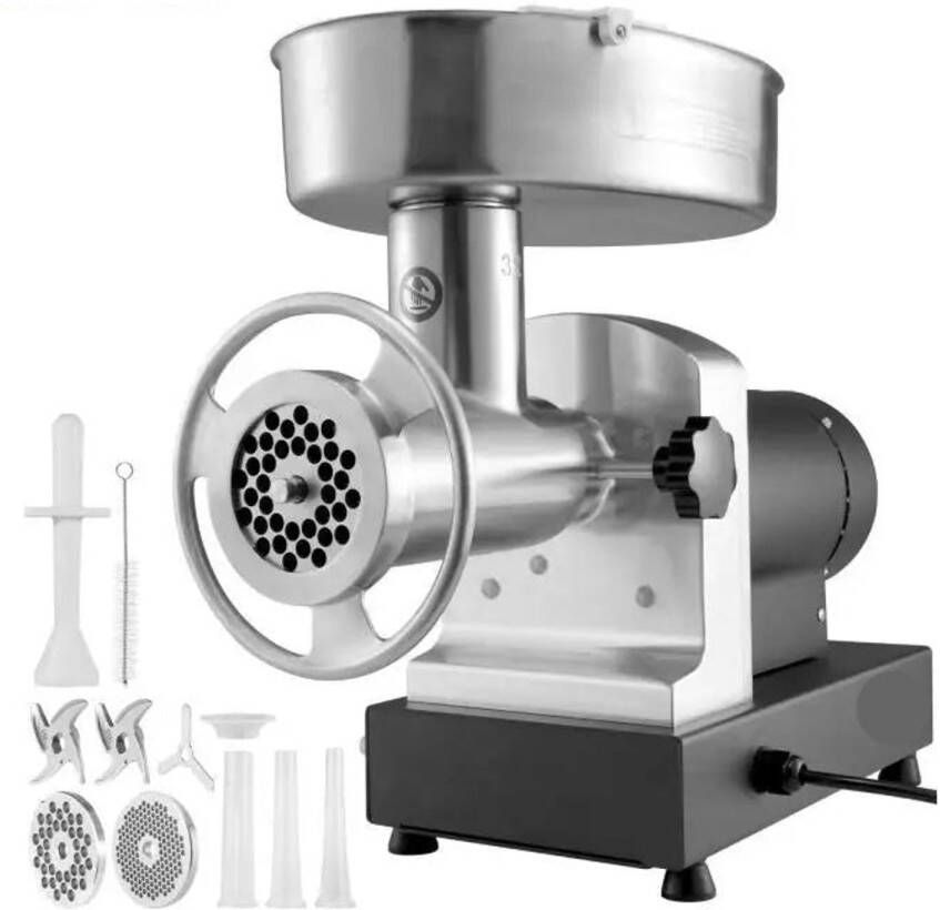 Elektrische Gehaktmolen Voor alle soorten Vlees Roestvrij staal Vleesmolen 500W 992LBS h 190RPM 60Hz Vleesmolens worstenmaker Keukenmolenmachine Koolstofstaal Zilver Zwart