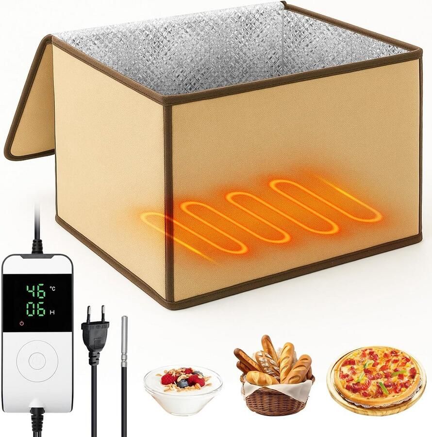 Elektrische Gistbox voor brood en deeg met temperatuur- en timerinstelling