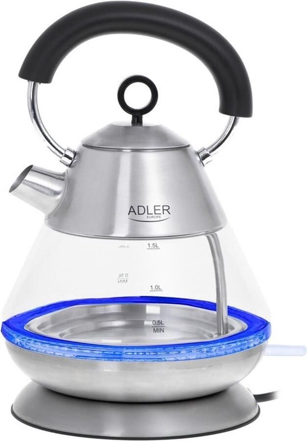 Elektrische glazen waterkoker 1.5L Vintage design draadloos blauwe ledverlichting 2200W