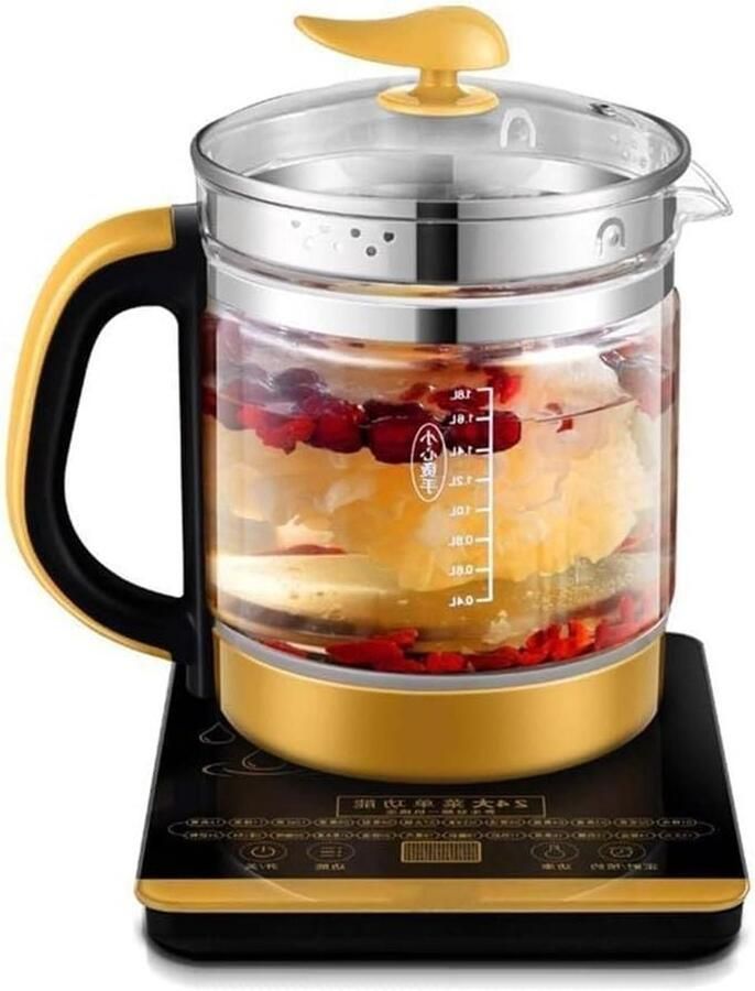 Elektrische glazen waterkoker van 1 8 liter automatische theemaker met 24-uurs timer en temperatuurregeling hoogwaardige borosilicaatglazen kan voor thuis- en kantoorgebruik