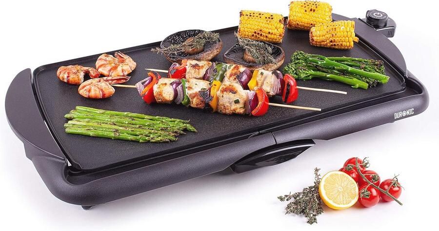 Elektrische Gourmet Bakplaat 2000 W Antiaanbak Teppanyaki Grill Binnen BBQ Verstelbare Temperatuur en Vetopvangsysteem 52 x 27 cm