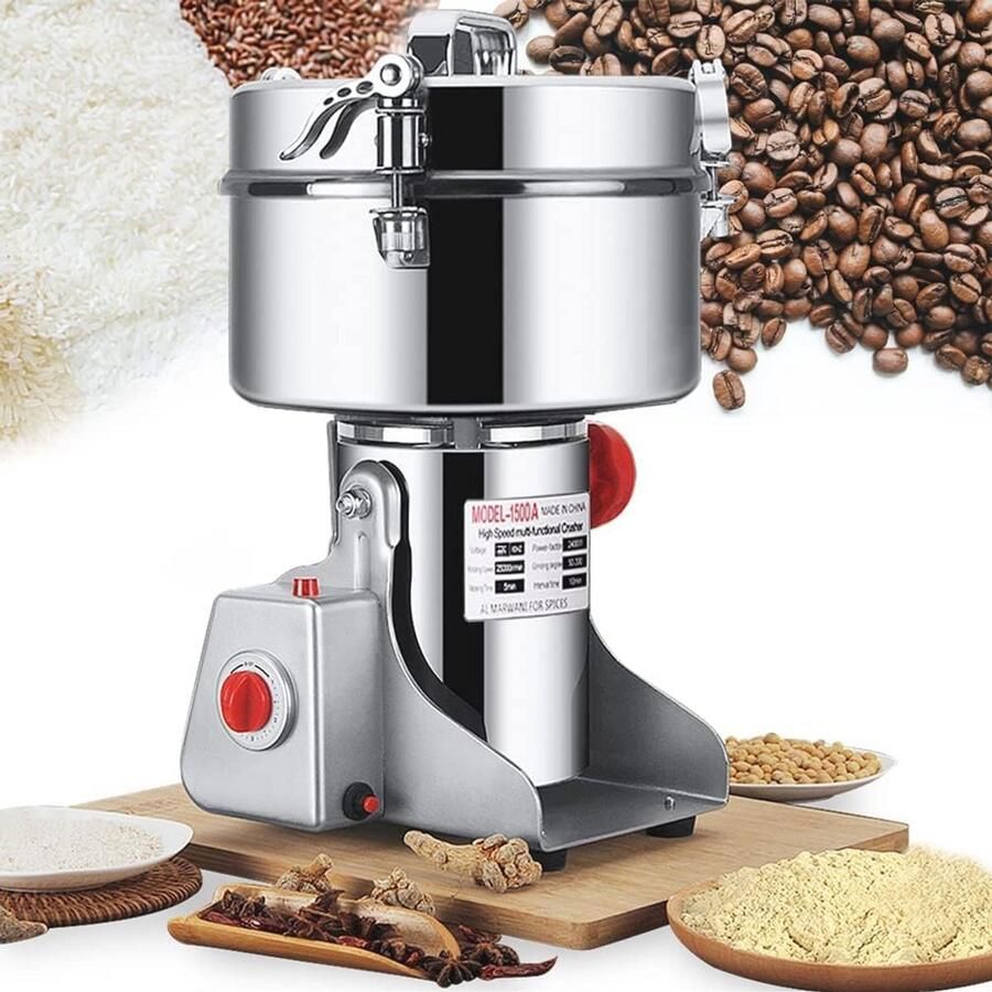 Elektrische Graanmolen 1500g voor Specerijen Noten en Meer Roestvrij Staal