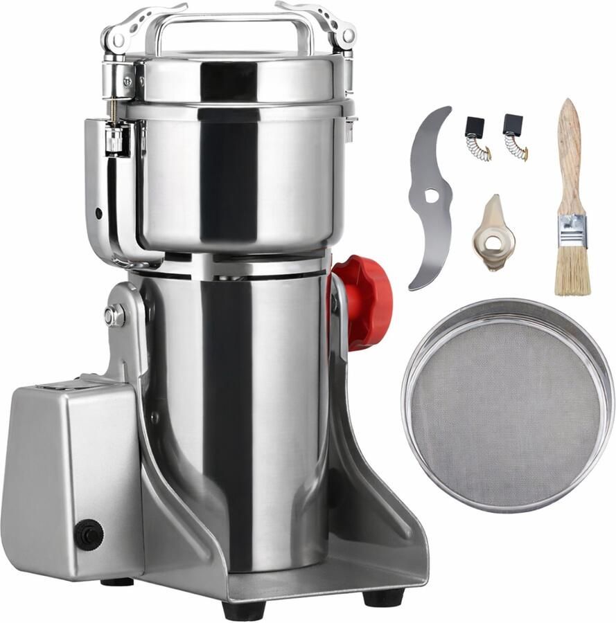 Elektrische Graanmolen – Kruidenmolen – Koffiemolen – Poedermachine – 300g 1400W – RVS Swing Model – Hogesnelheidsmolen – Voor Droge Granen Specerijen en Koffiebonen – Instelbare Maaltijd – Keuken en Professioneel Gebruik