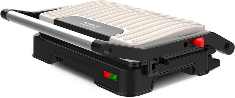 Elektrische Grill 1000W met 180 Graden Opening en Anti-aanbaklaag Crèmekleurig