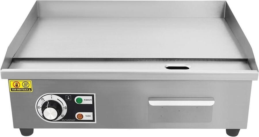 Elektrische Grill Bakplaat Gerechten Bereiden Instelbare Temperatuur 55x43x24 cm Zilver