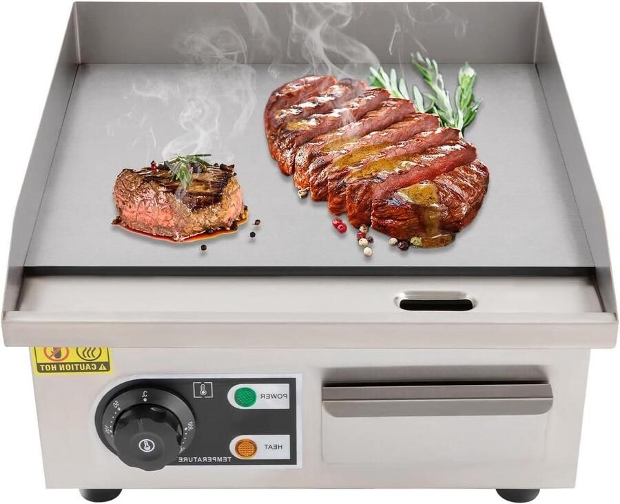 Elektrische Grill Bakplaat Plancha Professioneel Koken Snelle Verwarming 35 cm Zilver
