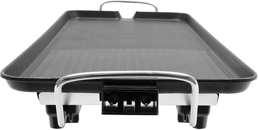 Elektrische Grill Barbecue Tafelgrill Bakplaat Grillplaat 1500W Anti-aanbaklaag 5 Temperatuurstanden Groot Grilloppervlak 68x28cm Voor Binnen en Buiten Rookvrij Gezond Grillen Zwart EU Stekker Makkelijk & Snel
