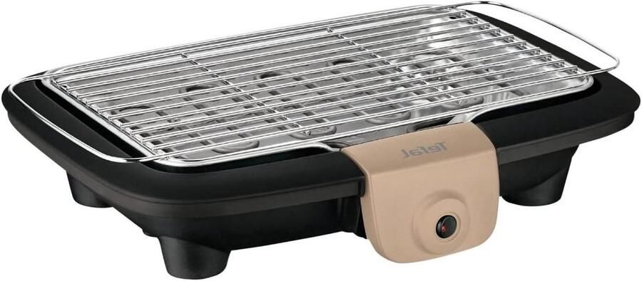 Elektrische Grill Binnengrill Bakplaat Binnen Grillen Slijtvast Roestvrij Staal 2300 Watt Zwart Taupe