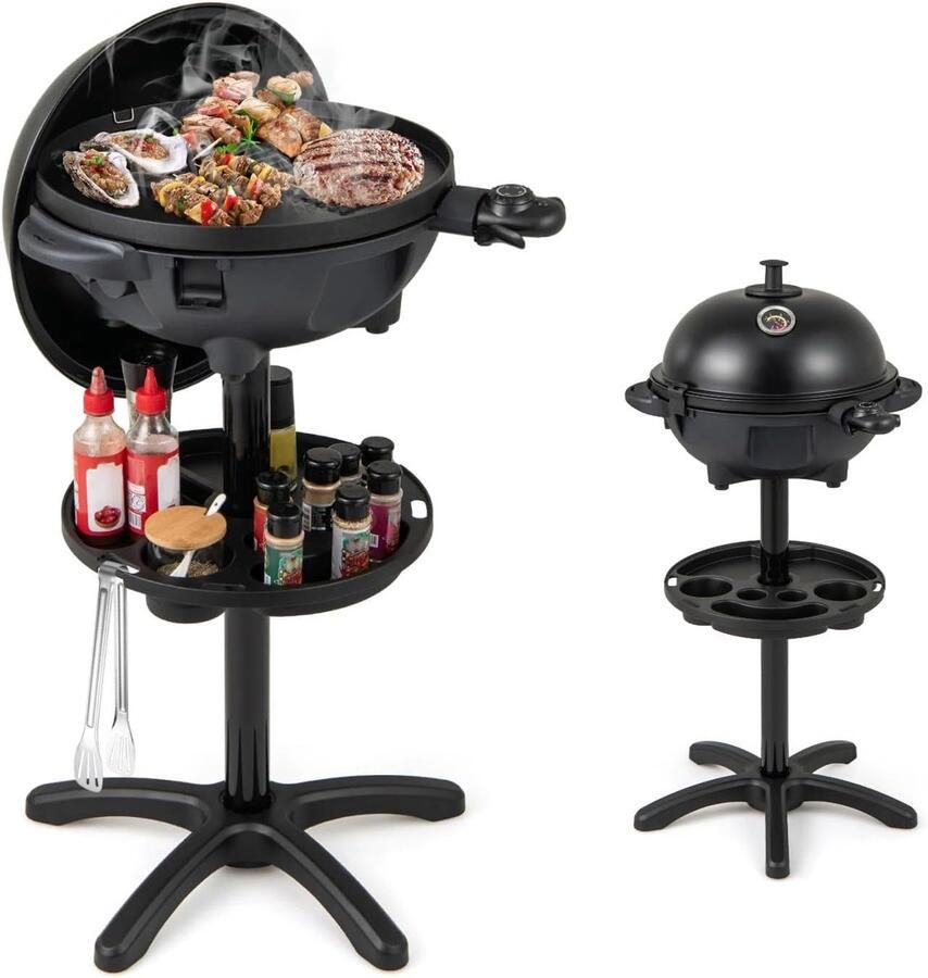 Elektrische Grill Buitenkeuken Apparaat Binnen en Buiten Dubbele Kookzones 63 x 100 cm Zwart
