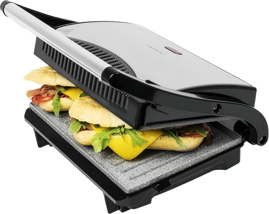 Elektrische Grill Contact Grill Plaat Binnen Grillen Drijvende Plaat 23 x 14.5 cm Roestvrij Staal Zwart