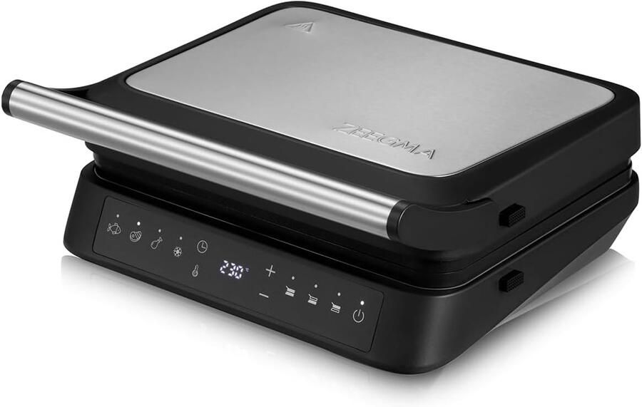 Elektrische Grill Contactgrill Bakplaat Binnen Grillen Dubbele Grillzones 30x23 cm Zwart