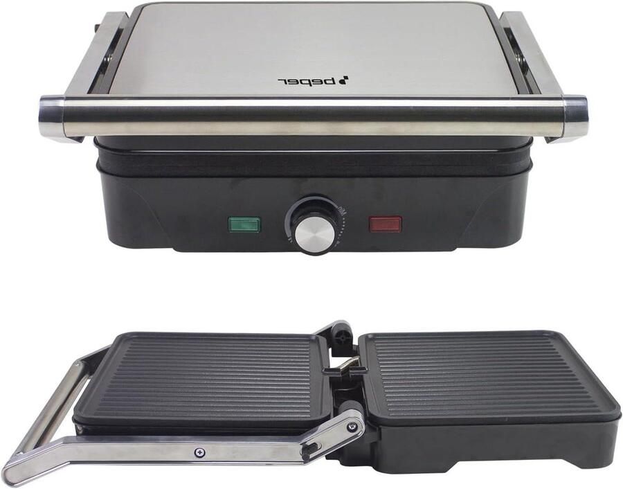 Elektrische Grill Contactgrill Bakplaat Gerechten Bereiden 3-in-1 Functie 28x25 cm Platen Zwart