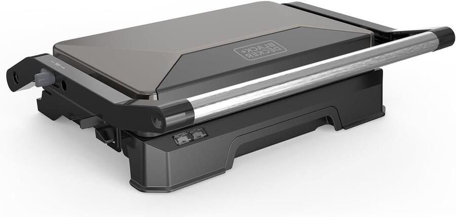 Elektrische Grill Contactgrill Bakplaat Snel Grillen Zwevend Deksel 23 x 145 cm Zwart